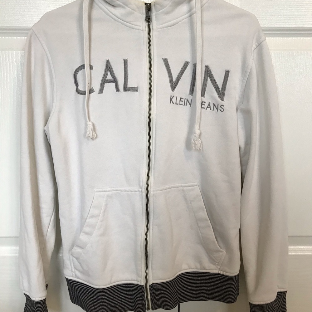 CK Jeans White Zip-up Hoodie